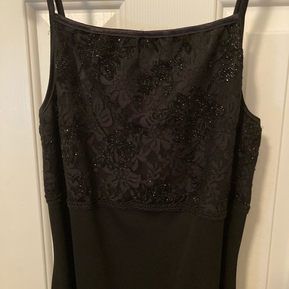 Floor length semi-formal black dress